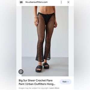 NWT Urban Outfitters Big Sur Sheer Crochet pant size small in black